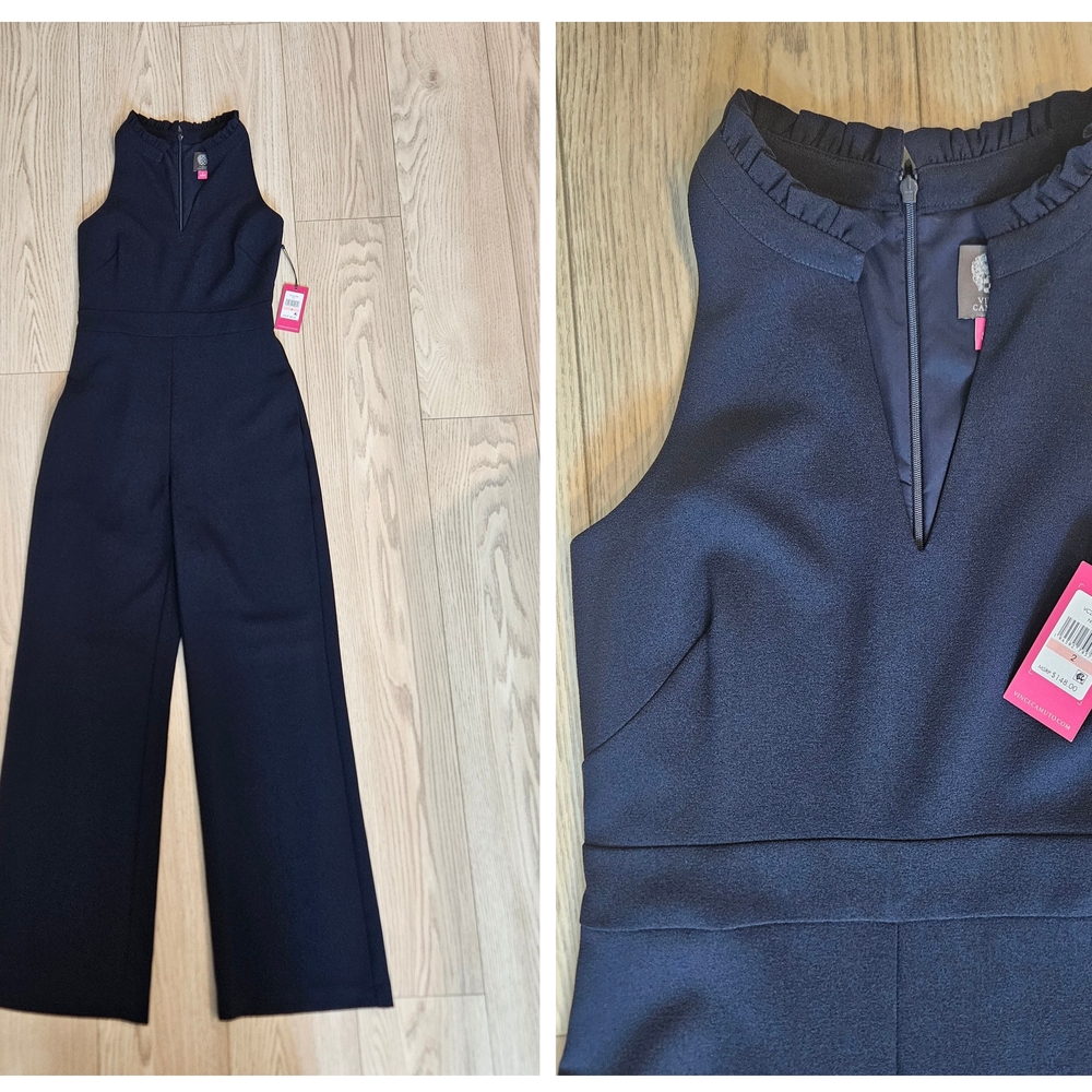Vince Camuto Elegant Navy Jumpsuit With Pockets